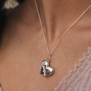 Heart + Arrow Locket - Silver